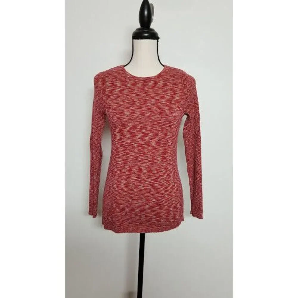 Relativity‎ Women's Small Long Sleeve Houndstooth Sweater Red Orange - Picture 2 of 7
